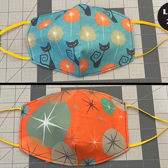 Face Mask Accessories - Retro Mid-century Mod reversible face mask XL